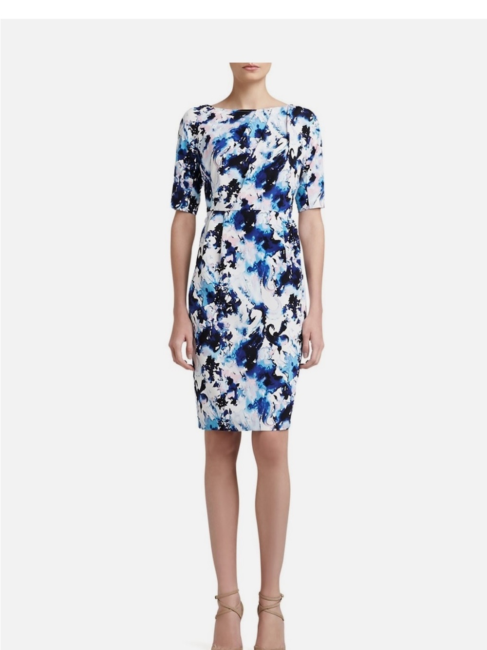 St. John Silk Watercolor Floral Sheath Dress